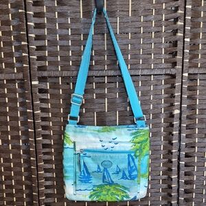 Coach Blue and Green Sailboat Crossbody Bag